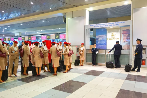 Membros da tripulação do Emirates Airbus A380 — Fotografia de Stock