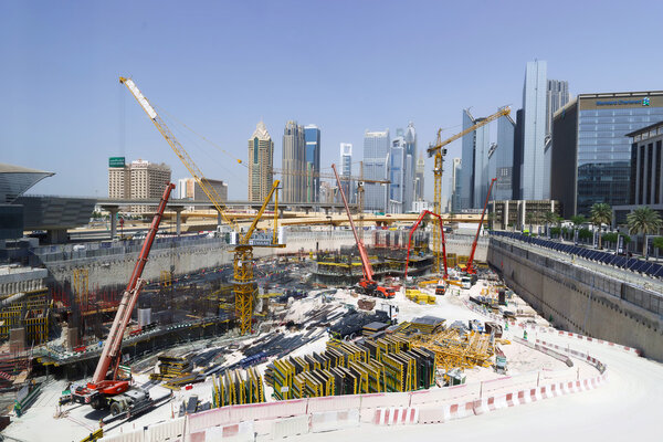 Construction activity in Dubai downtown