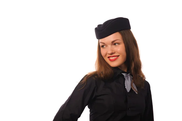 Flight attendant on white — Stock Photo, Image