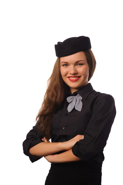 Stewardess op wit — Stockfoto