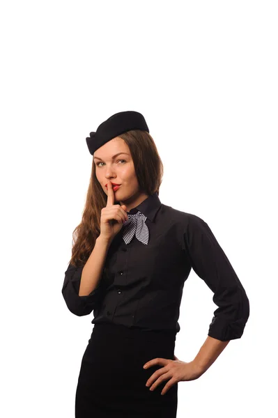 Flight attendant on white — Stock Photo, Image