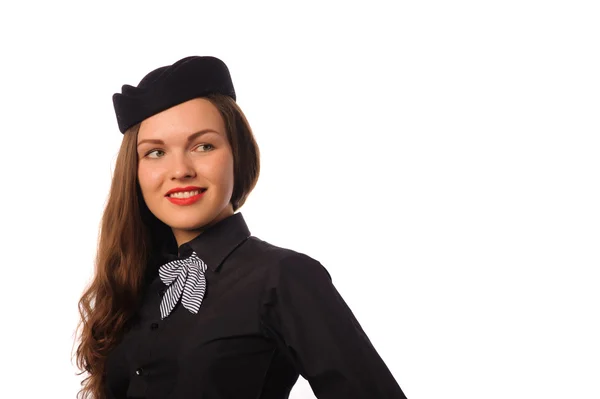 Stewardess auf weiß — Stockfoto