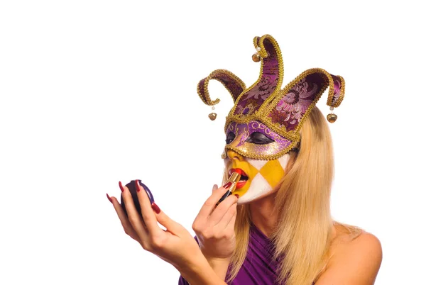 マスクを持つ謎の女性 — ストック写真