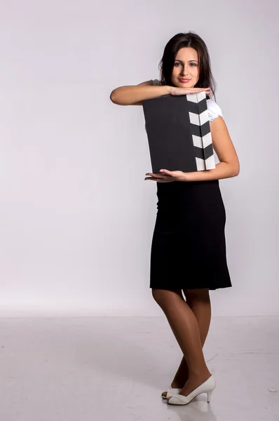 Woman with clapboard — Stock Photo, Image