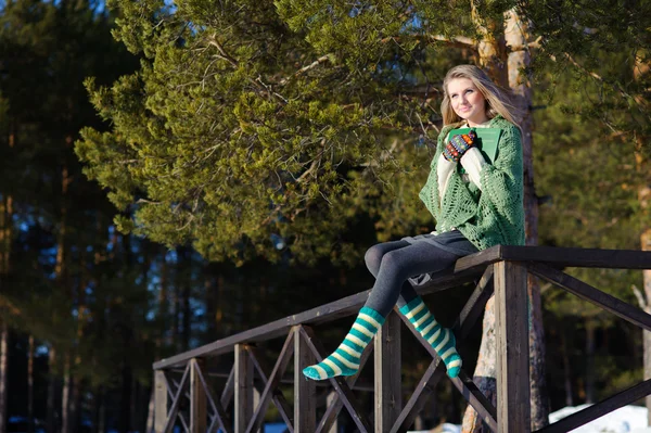 Mujer en el parque de invierno —  Fotos de Stock