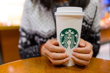 Starbucks customer hold cup clipart