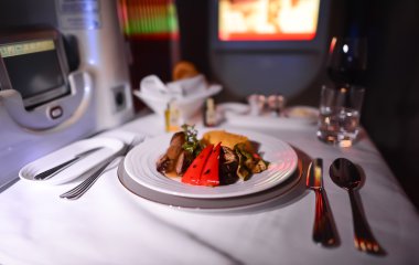 Dinner in first class Boeing-777