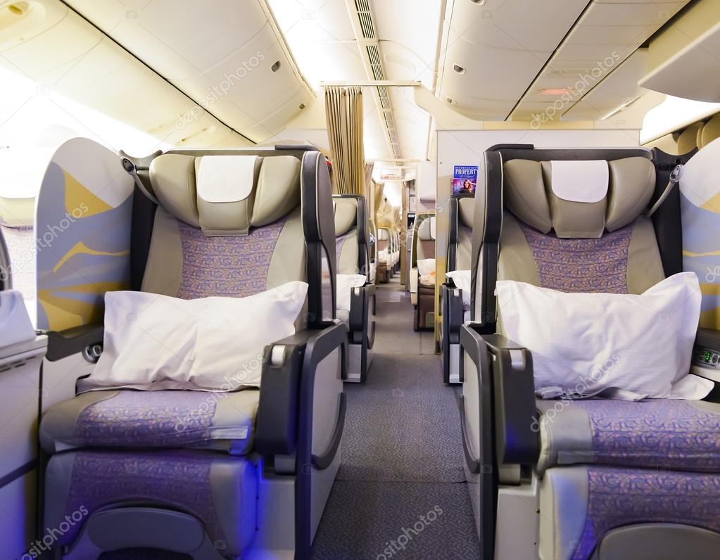 First Class Interior Of Boeing 777 Stock Editorial Photo