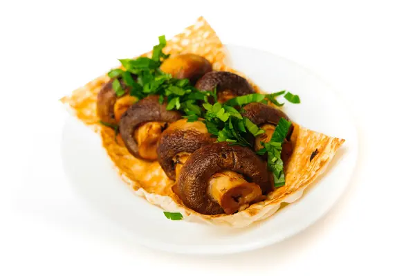 Fried mushrooms on white — Stock Photo, Image