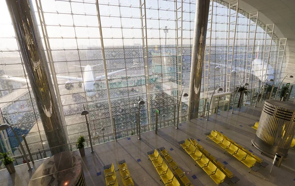 Vista desde la clase empresarial de Emirates — Foto de Stock