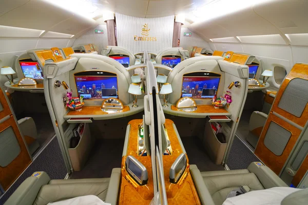 Interior Emirates Airbus A380 — Fotografia de Stock