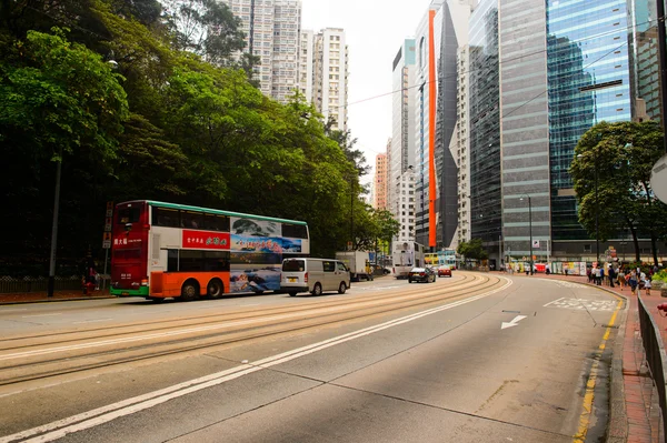 Tranvía de dos pisos en la calle de HK — Foto de Stock