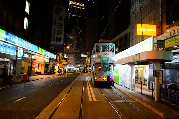 Eléctrico de dois andares na rua de HK — Fotografia de Stock