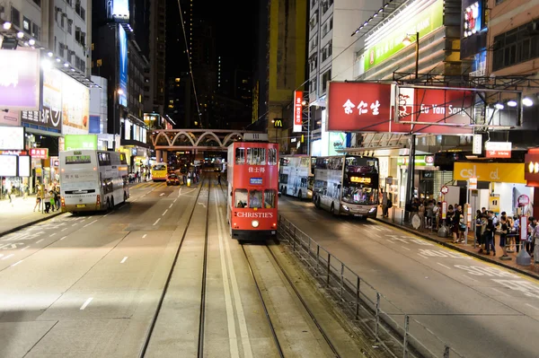 双层电车上香港街 — 图库照片