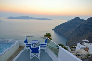 Santorini island at evening