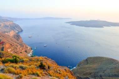 Santorini Island landscape at evening
