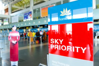 sky priority banner in Airport interior