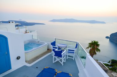 Santorini island at evening