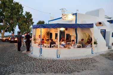 open air restaurant on Santorini island