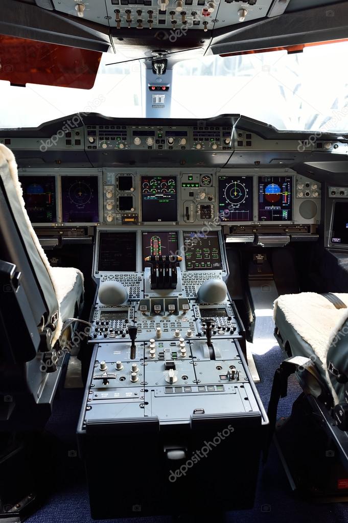 Aircraft Pilot Cabin Interior Stock Editorial Photo