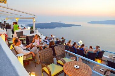 open air restaurant on Santorini island