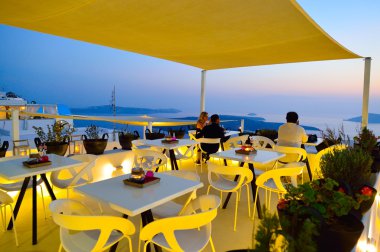 open air restaurant on Santorini island