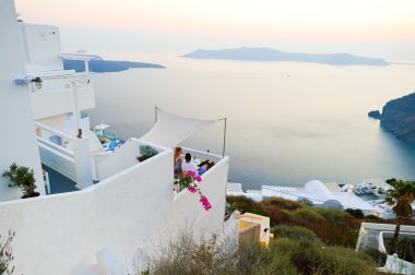 Santorini island at evening