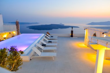 Santorini island at evening