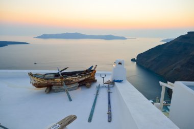 Santorini island at evening