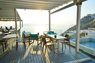 open air restaurant on Santorini island.