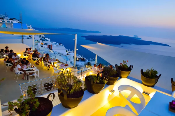 Santorini island at evening — Stock Photo, Image