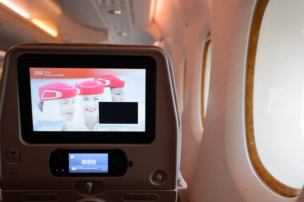 Салон самолетов Emirates Airbus A380 — стоковое фото