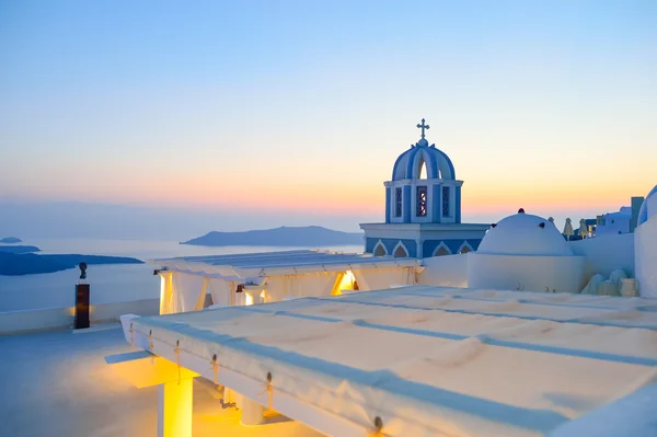 Santorini island at evening — 图库照片