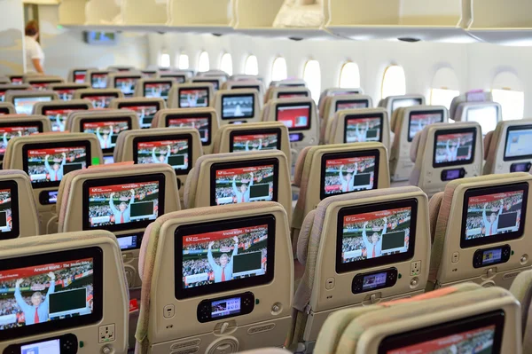 Emirates Airbus A380 aircraft interior — Stock Photo, Image