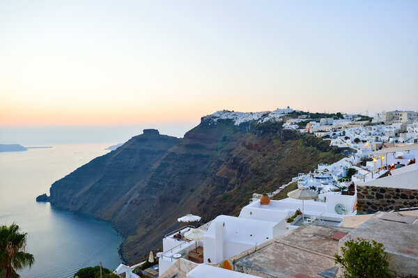 Santorini island at evening