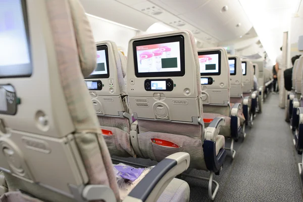 Emirates Airbus A380 aircraft interior — Stock Photo, Image
