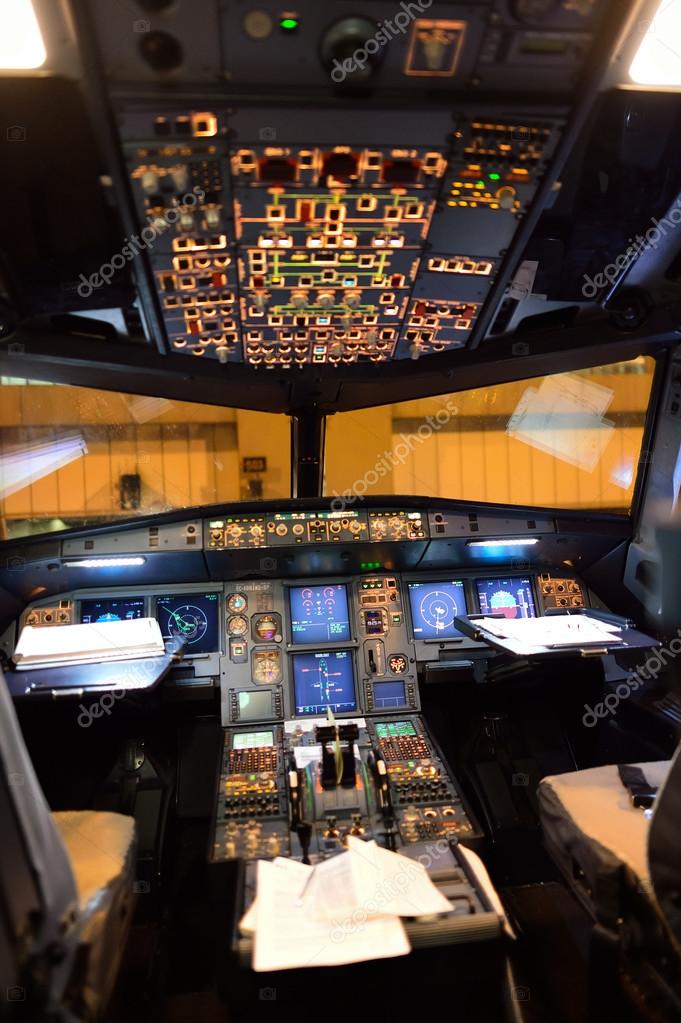 Airbus A320 Cockpit Interior Stock Editorial Photo