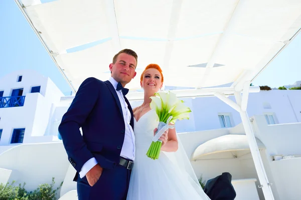 Bride and groom celebrate wedding — Stock Photo, Image