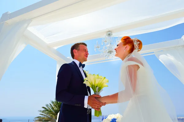 Bride and groom celebrate wedding — Stock Photo, Image