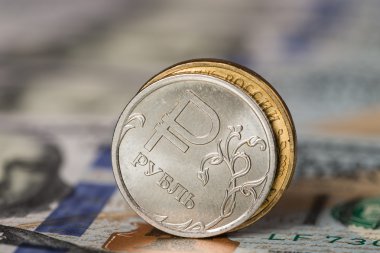 Rus paraları dolar arka plan üzerinde