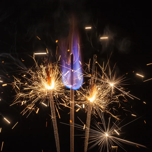 Flames and sparks closeup — Stock Photo, Image