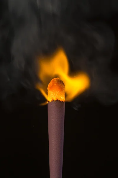 Burning match closeup — Stock Photo, Image