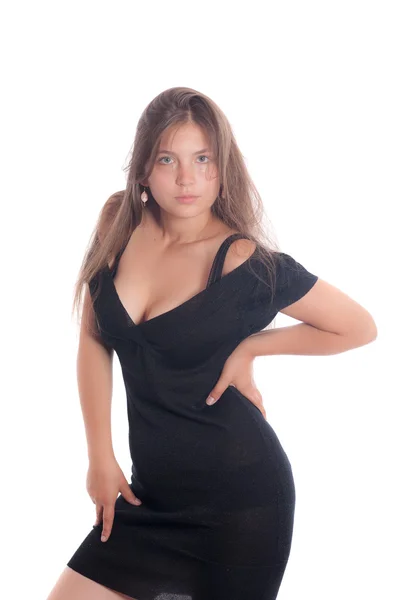 Menina no vestido preto — Fotografia de Stock