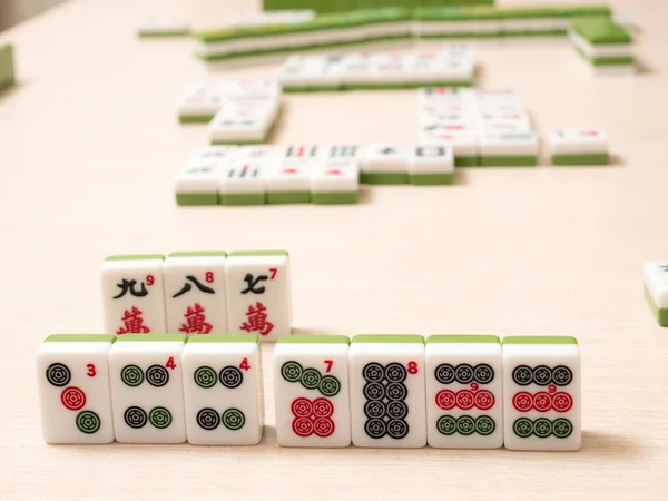 Mahjong Dados Posição Aleatória Sobre Mesa — Fotografia de Stock