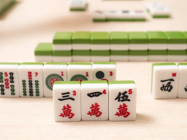 Mahjong Posición Aleatoria Dados Sobre Mesa — Foto de Stock