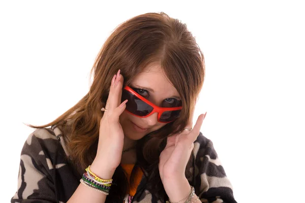 Portrait Teenager Girl White Background — Stock Photo, Image