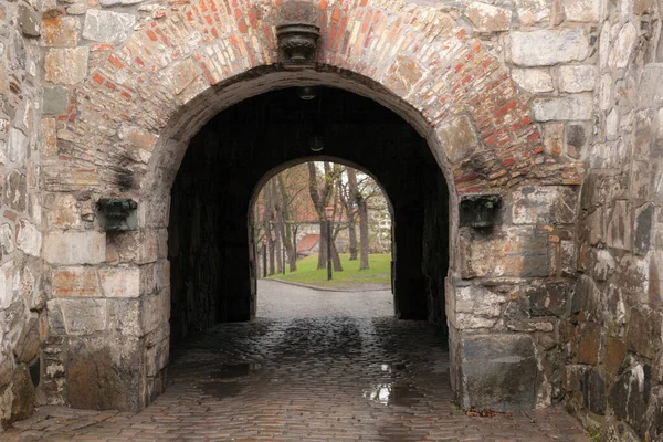 Каменный Туннель Виде Арки Старой Крепости — стоковое фото