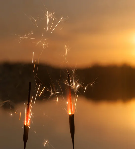 Abstract Red Lights Sparks Sunset Background — Stock Photo, Image