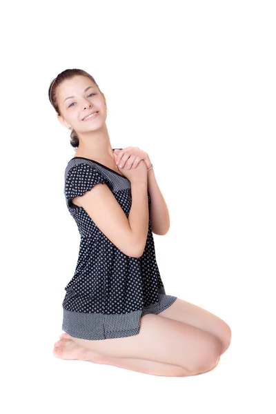 Retrato Una Chica Vestido Gris —  Fotos de Stock