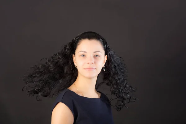 Studio Portrait Girl Black Background — Stock Photo, Image